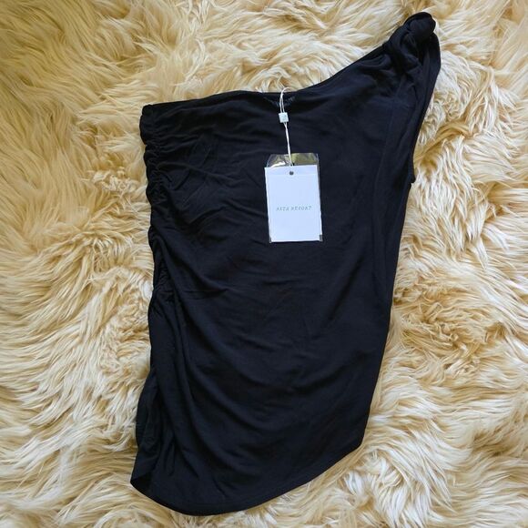 Asta Resort Black Chloe Mini Skirt And Penelope One Shoulder Top Set Small - Picture 4 of 12